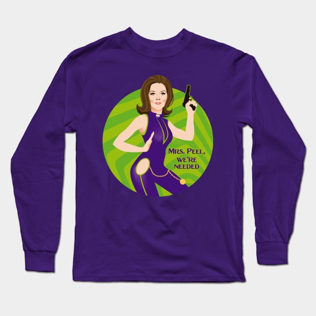 Mrs. Peel Long Sleeve T-Shirt by AlejandroMogolloArt